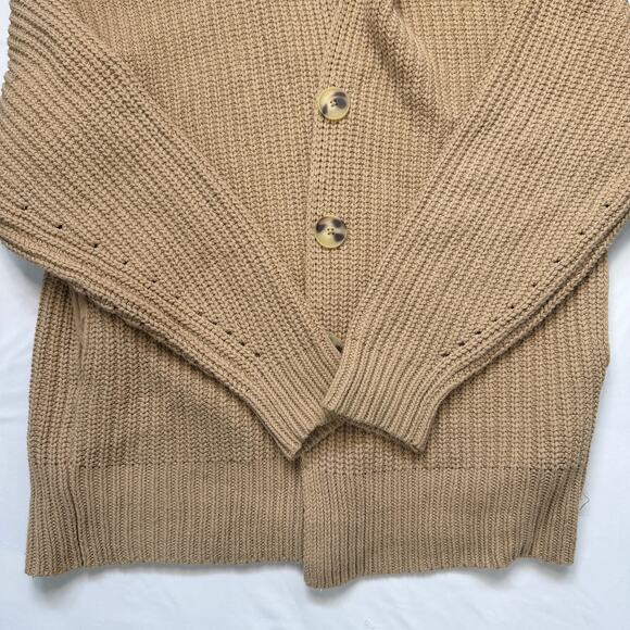 Free People Swim Too Deep Oversized Chunky Knit Cardigan Tan Size M - Picture 6 of 10